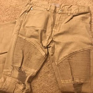 Khaki moto skinny pants